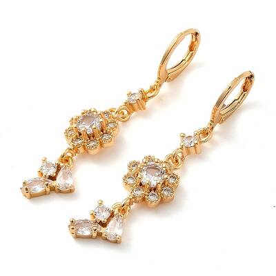 Rack Plating Golden Brass Dangle Leverback Earrings