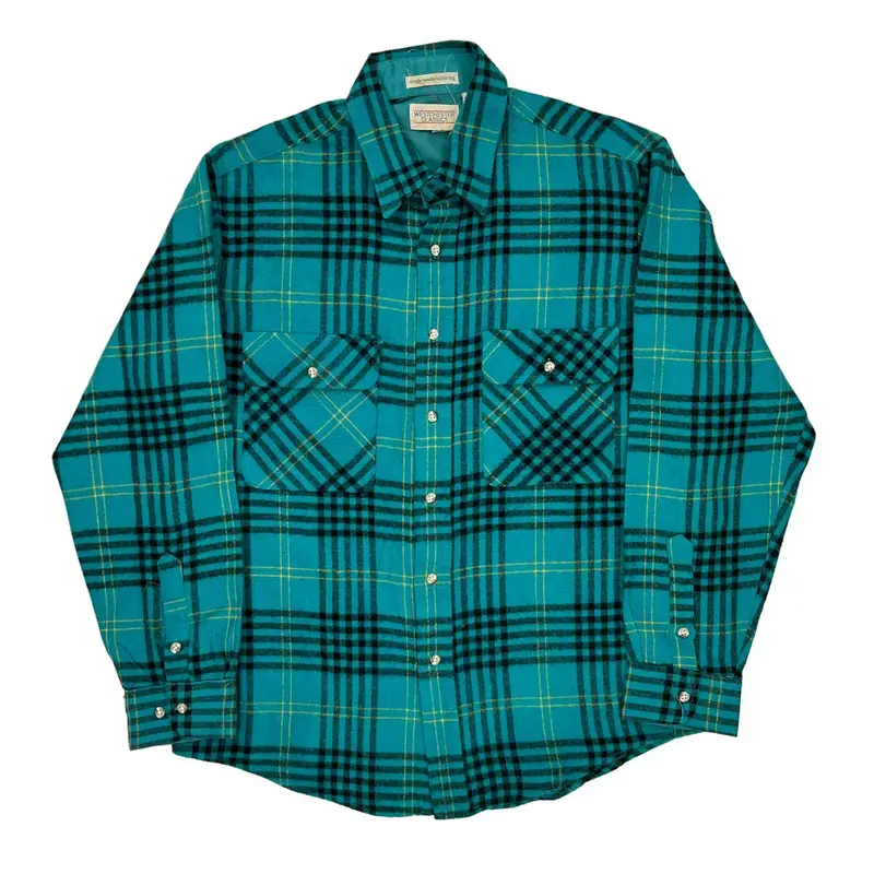 Westchester Classics Checked Flannel Shirt - Large Blue Acrylic