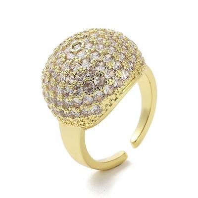 Brass with Cubic Zirconia Open Cuff Rings for Women