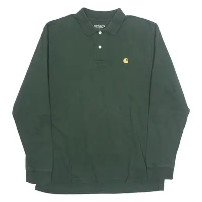 CARHARTT Mens Polo Shirt Green Long Sleeve L
