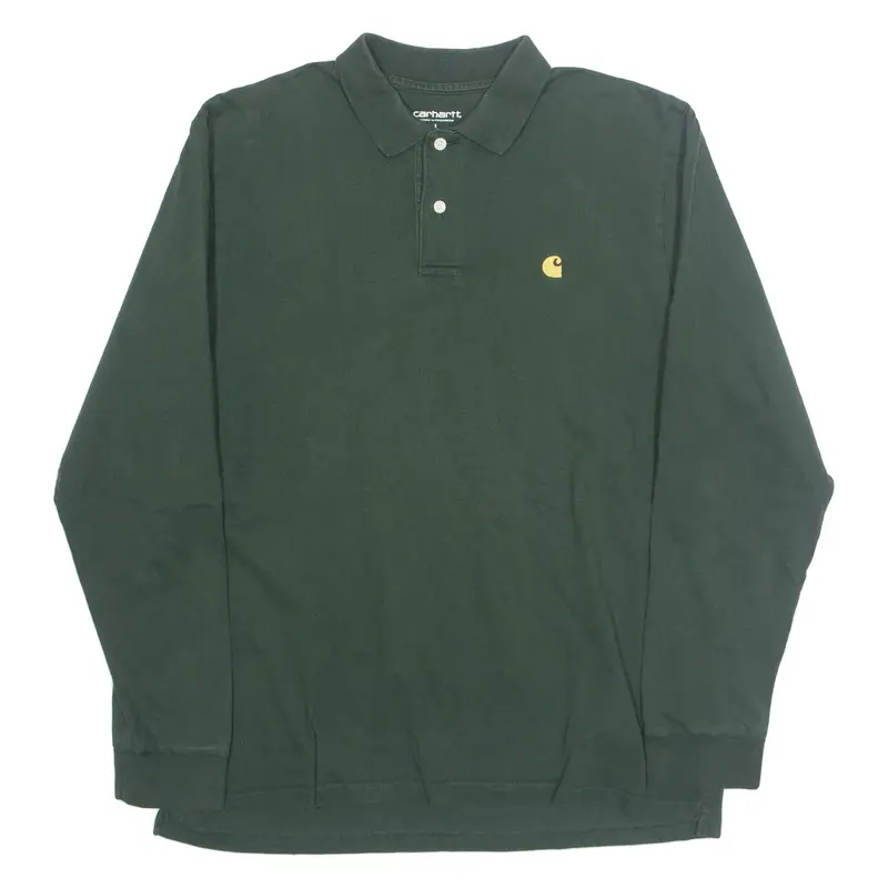 CARHARTT Mens Polo Shirt Green Long Sleeve L