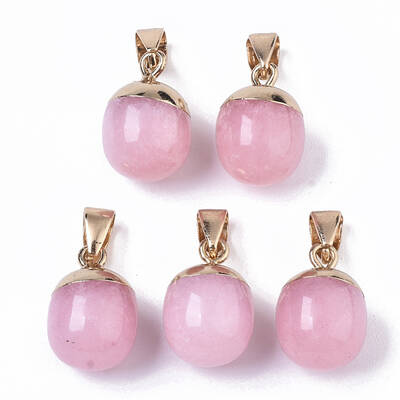 Top Golden Plated Natural White Jade Pendants
