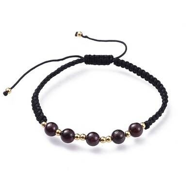 Adjustable Natural Garnet Braided Bead Bracelets