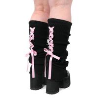 Laced Up Legwarmers - Black/Pink