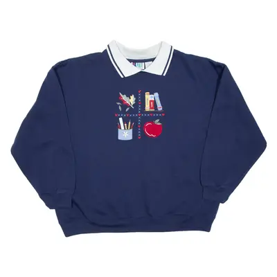 Womens Sweatshirt Blue Collared XL