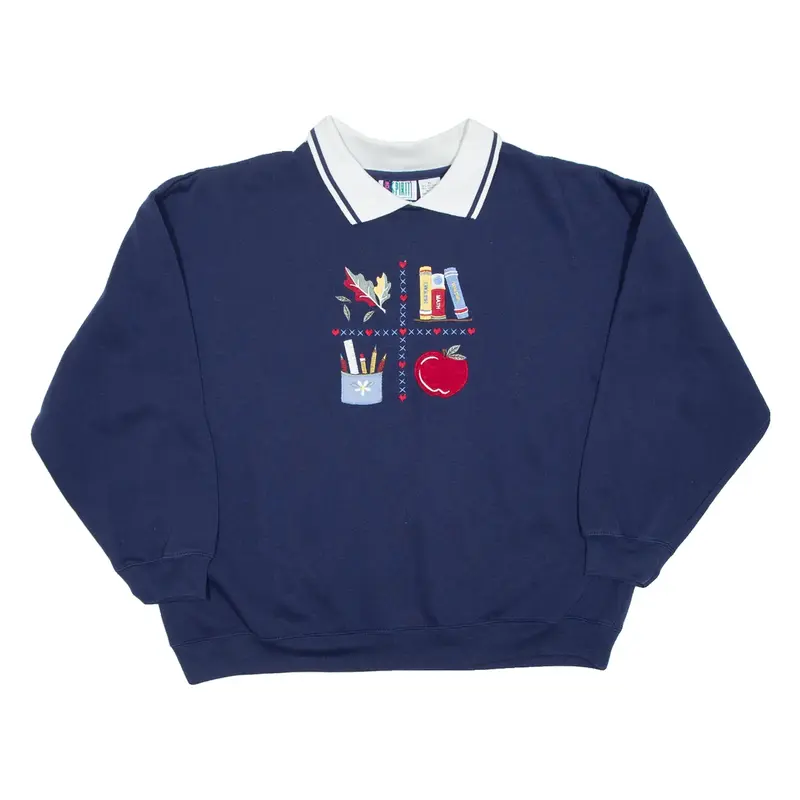 Womens Sweatshirt Blue Collared XL