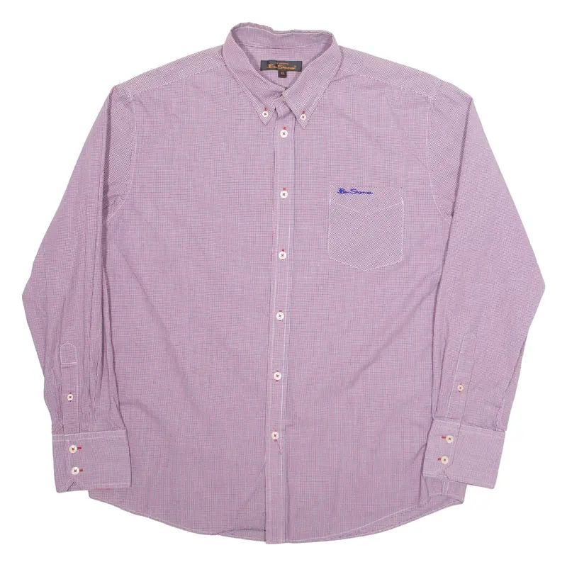 BEN SHERMAN Mens Shirt Red Check Long Sleeve XL