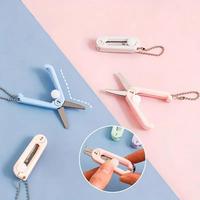 Random Color Portable Mini Scissors, 2 Counts/set Compact & Foldable & Safe Scissors with Keychain, Multipurpose Mini Scissor...