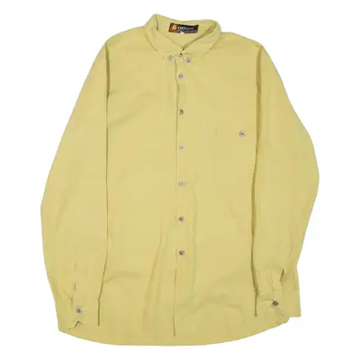 BORRONI Mens Plain Shirt Yellow Long Sleeve L