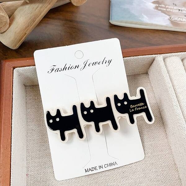 Acrylic Cartoon Cats Alligator Hair Clip