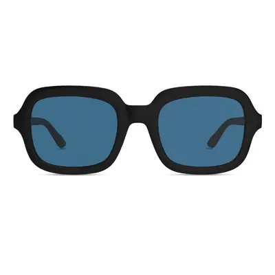 Montenegro Squares Sunglasses in Black with Blue Lens