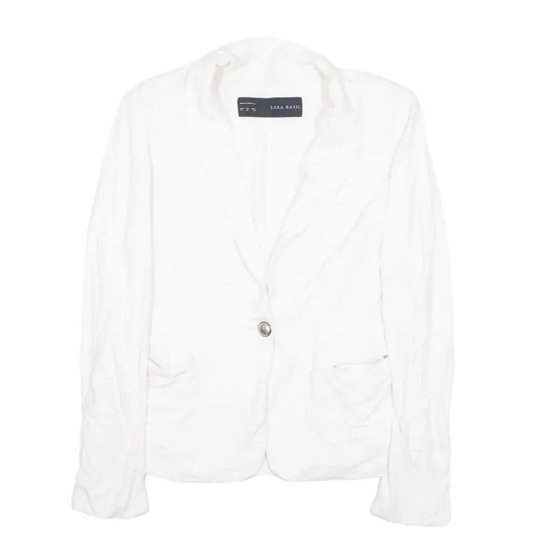 ZARA BASIC Blazer Jacket White Viscose Womens M