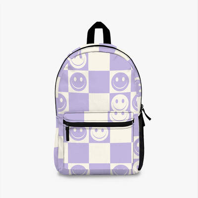 Lilac Smiley Check Vintage Backpack