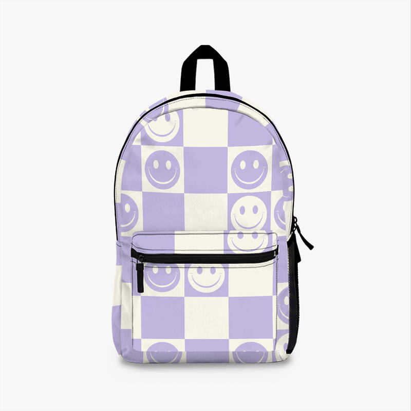 Lilac Smiley Check Vintage Backpack