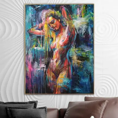 Large Abstract Figurative Art Original Colorful Woman Paintings On Canvas Textured Handmade Painting Modern Vivid Fine Art | ...