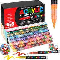 Acrylic Paint Marker Pen Set, 1 Box Acrylic Paint Pen for Wood, Stone, Canvas, Glass, Fabric, Egg, Rock Painting and DIY Craf...