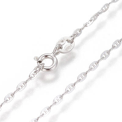 Anti-Tarnish Rhodium Plated 925 Sterling Silver Mariner Link Chain Necklaces