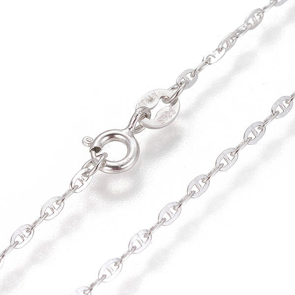 Anti-Tarnish Rhodium Plated 925 Sterling Silver Mariner Link Chain Necklaces