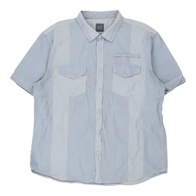 Armani Exchange Striped Short Sleeve Shirt - XL Blue Cotton