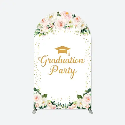 Aperturee White Pink Floral Graduation Party Arch Backdrop | Diy Arch Backdrop Cover | Chiara Arch Backdrop Diy | Diy Chiara ...