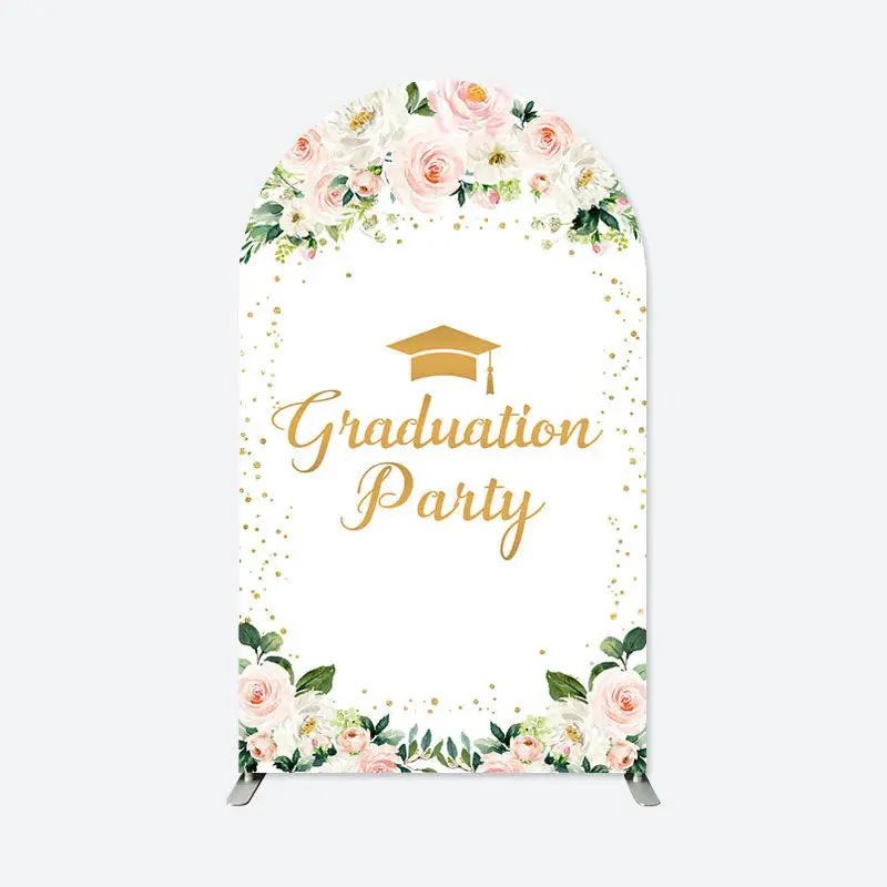 Aperturee White Pink Floral Graduation Party Arch Backdrop | Diy Arch Backdrop Cover | Chiara Arch Backdrop Diy | Diy Chiara ...
