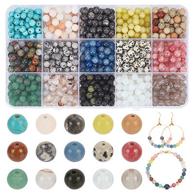 750Pcs 15 Styles Mixed  Gemstone Baeds