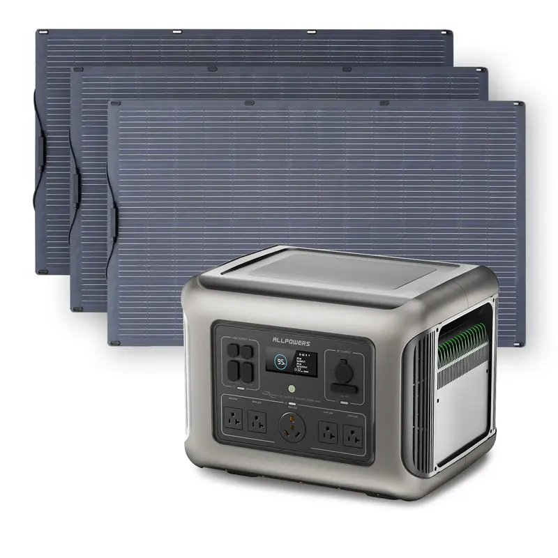 ALLPOWERS 2500W Solar Generator (R2500 + SF200 200W Flexible Solar Panel) R2500 +3PCS SF200 200W Solar Panel