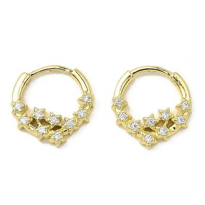 Star Brass Micro Pave Cubic Zirconia Hoop Earrings
