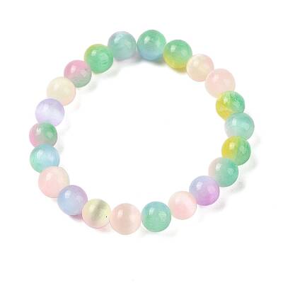 Natural Selenite Round Beaded Stretch Bracelets for Women