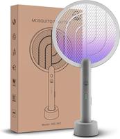 4000V Electric Fly Swatter Racket, 1800mAh Smart Bug Zapper with USB Rechargeable Base, Powerful Mosquitoes Trap Lamp & Fly K...