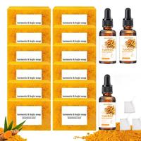 Turmeric Soap & Essential Oil Set, Including 12 Counts Turmeric Soap & 3 Counts Essential Oil ,Cleansing and Moisturizing Bod...