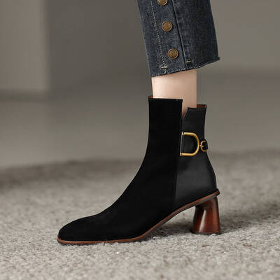 CHIKO Pascuala Square Toe Block Heels Ankle Boots