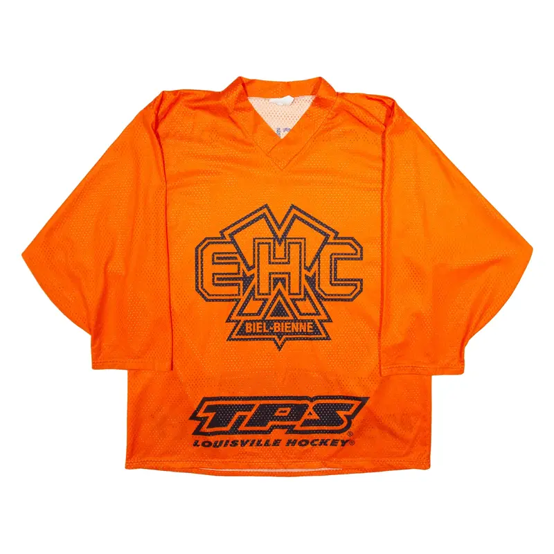 Ehc Bienne Mens Jersey Orange USA V-Neck XL