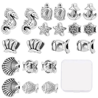40 Pcs 10 Styles Tibetan Style Alloy European Beads