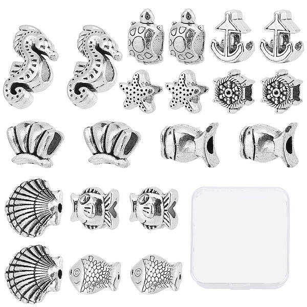 40 Pcs 10 Styles Tibetan Style Alloy European Beads