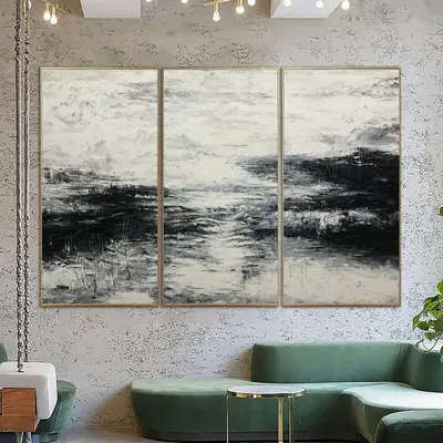 Abstract Oil Painting Black And White Painting On Canvas | FOGGY MORNING