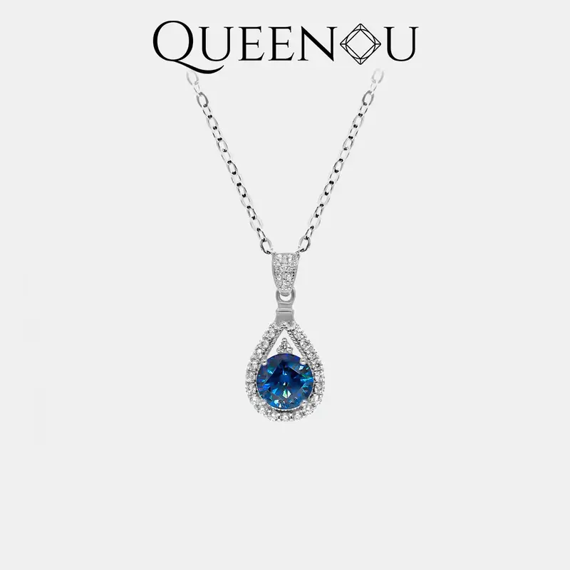 【238】1 Carat Synthetic Moissanite Teardrop Necklace – Fashionable Jewelry for Women, Ideal for Birthday/Anniversary Gif...