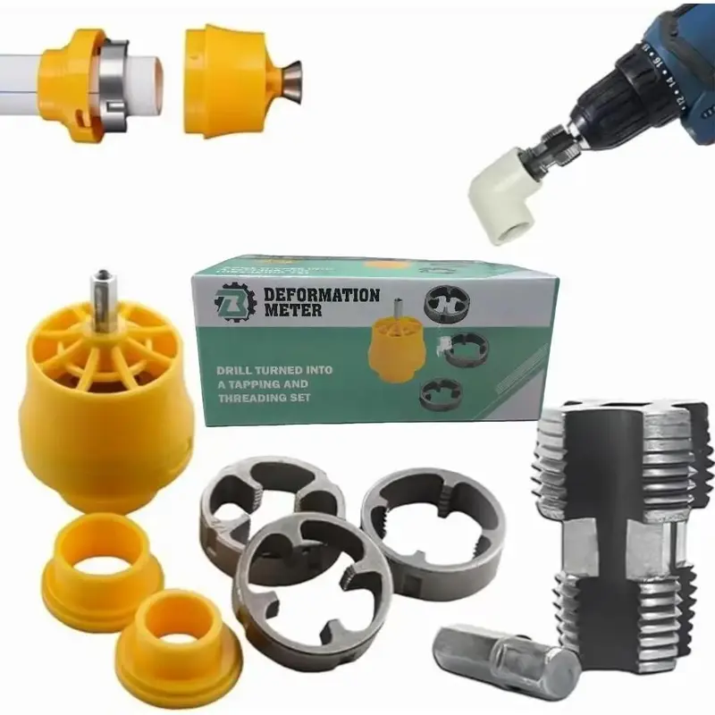 【8PCS Electric Drill Compatible PVC Pipe Threader Kit with Various Die Sizes, PVC Thread Maker Tool for Electric Drill, PVC...