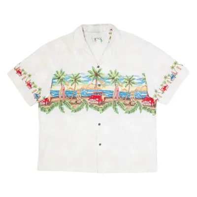 KY'S Mens Hawaiian Shirt Cream XL