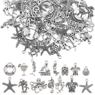 90Pcs 15 Style Tibetan Style Alloy Pendants