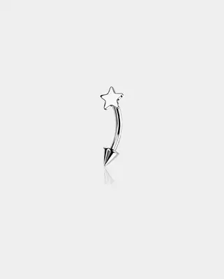 Star Curved Titanium Eyebrow Ring - Silver