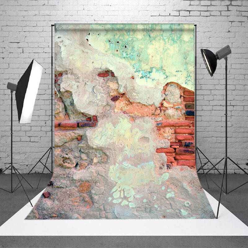 Vintage Green Abstract Texture Brick Wall Backdrop - Aperturee