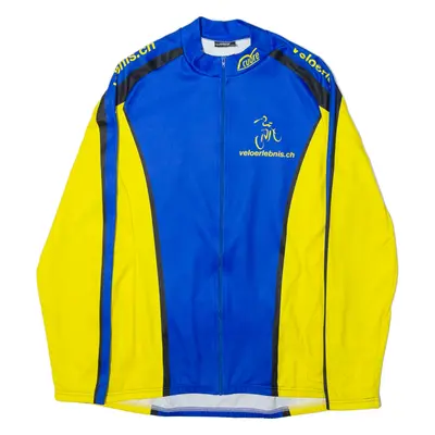 CUORE Cycling Full Zip Mens Jersey Blue Long Sleeve High Neck XL