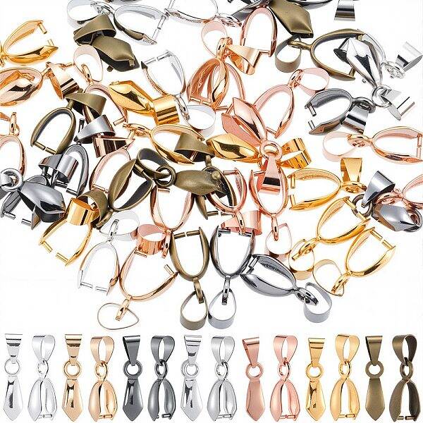 70Pcs 7 Colors Alloy Ice Pick Pinch Bails for Pendant Making