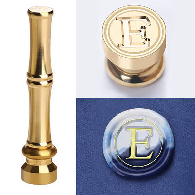 Golden Tone Brass Wax Seal Stamp Head with Bamboo Stick Shaped Handle