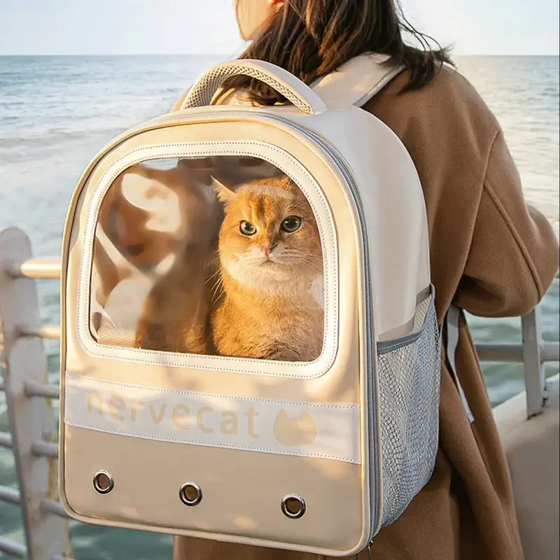 Letter Pattern Portable Transparent Carry Bag for Cat, Cat Backpack with Zipper, Breathable Travel Carry Backpack for Pet Cat...
