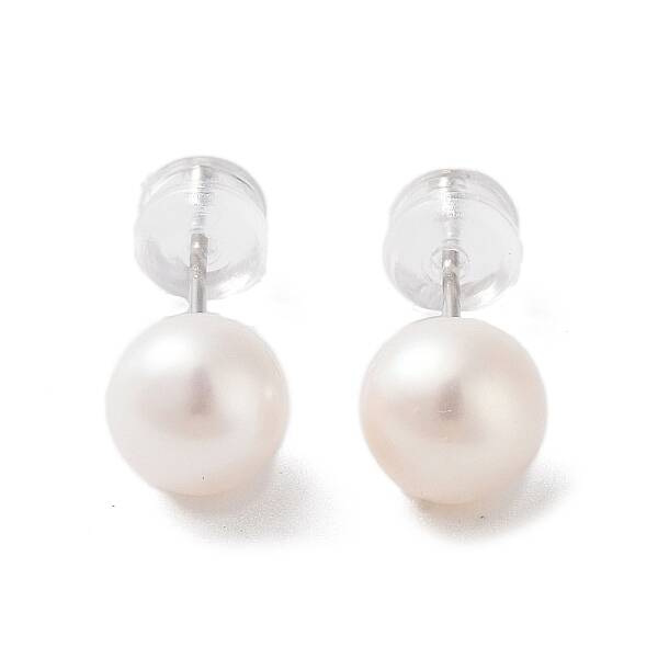 Natural Pearl Stud Earrings for Women