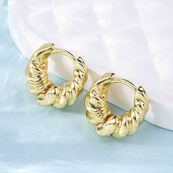 Twist Ring Rack Plating Brass Hoop Earring for Women