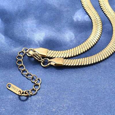 Ion Plating(IP) 304 Stainless Steel Herringbone Chain Necklace for Men Women