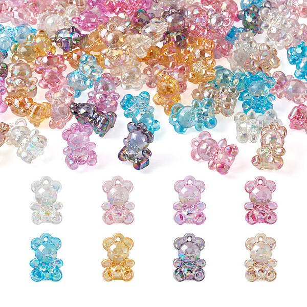 80Pcs 8 Colors Transparent Acrylic Pendants